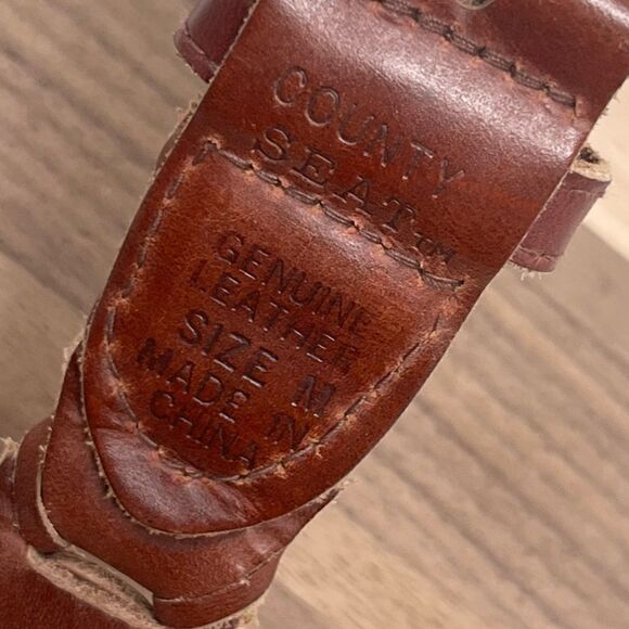 Vintage County Seat Braided Leather Solid Brass Buckle Belt Medium - Picture 7 of 11